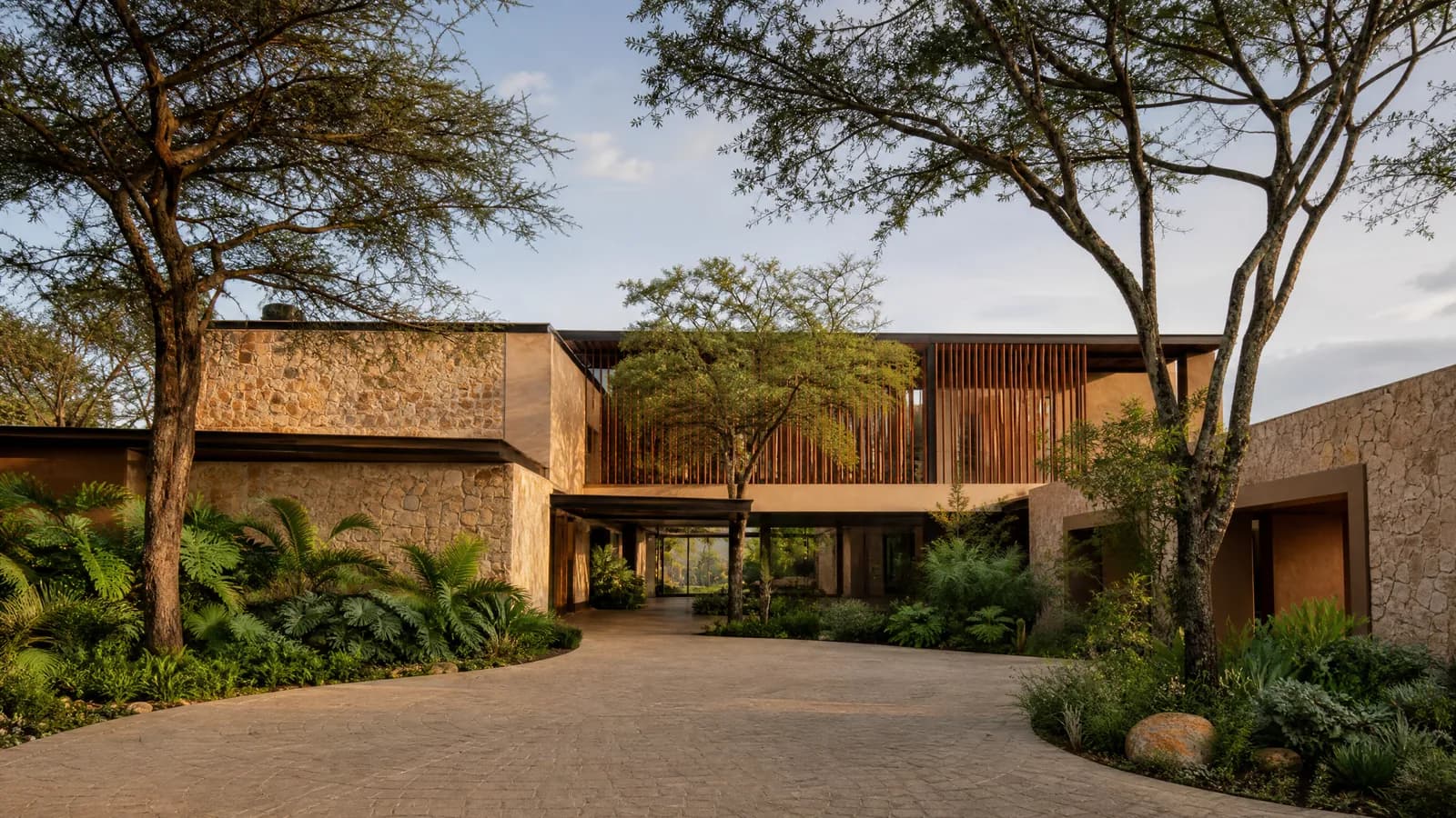 Fictional Karura Canopy Hotel surrounded by leafy Nairobi gardens